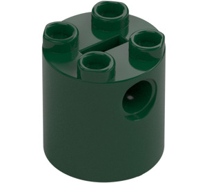 LEGO Dark Green Brick 2 x 2 x 2 Round with Bottom Axle Holder 'x' Shape '+' Orientation (30361)