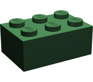 LEGO Dark Green Brick 2 x 3 (Earlier, without Cross Supports) (3002)