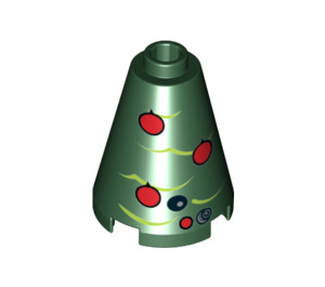LEGO Dark Green Cone 2 x 2 x 2 with Christmas Astromech Tree Decoration (Open Stud) (3942 / 17232)