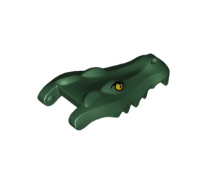 LEGO Dark Green Crocodile Head with Yellow Eyes with White Glints (18905)