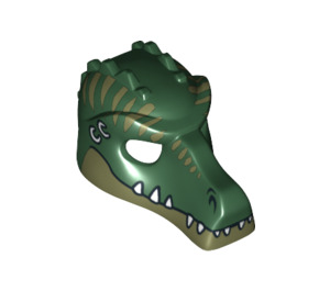 LEGO Dark Green Crocodile Mask with Olive Green Lower Jaw and Red Scar (12551 / 12836)