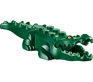 LEGO Donkergroen Krokodil met Wit Eye Glints