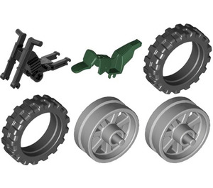 LEGO Dark Green Dirt Bike with Black Chassis and Medium Stone Gray Wheels