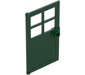 LEGO Dark Green Door 1 x 4 x 6 with 4 Panes and Stud Handle (60623)