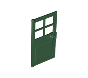 LEGO Dark Green Door 1 x 4 x 6 with 4 Panes and Stud Handle (60623)