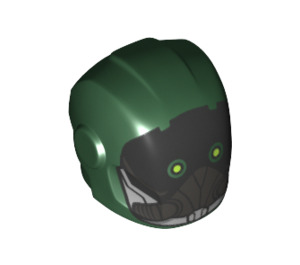 LEGO Dark Green Helmet with Smooth Front with Black mask with Yellow Eyes (28631 / 34664)
