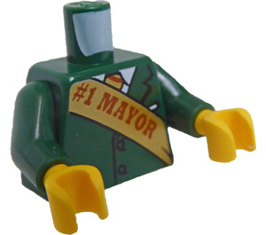 LEGO Donkergroen Mayor Fleck in Corn Cob Kostuum Minifiguur Torso (973 / 76382)