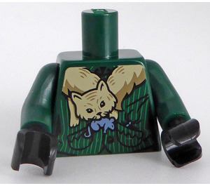 LEGO Dark Green Minifig Torso with Pinstripe Jacket with Cat Holding Mouse (973)