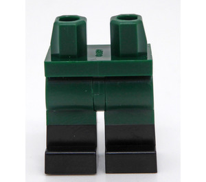 LEGO Donkergroen Minifigure Heupen en benen met Zwart Boots (21019 / 77601)