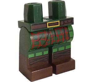 LEGO Tmavě zelená Minifigurka Tartan, Tmavě zelená Boky a Dark Hnědá Nohy s Dekorace (3815)