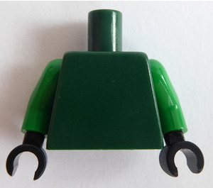 LEGO Donkergroen Vlak Minifiguur Torso met Groen Armen en Zwart Handen (973 / 73403)