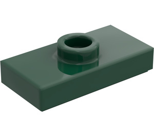 LEGO Mørk grønn Plate 1 x 2 med 1 Knott (med rille) (3794 / 15573)