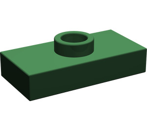 LEGO Donkergroen Plaat 1 x 2 met 1 Stud (zonder Groef in onderzijde) (3794)