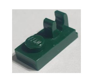 LEGO Dark Green Plate 1 x 2 with Top Clip with Gap (92280)