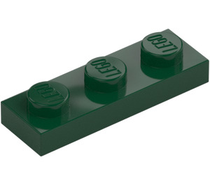 LEGO Donkergroen Plaat 1 x 3 (3623)