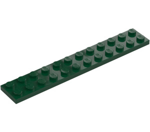 LEGO Mørk grønn Plate 2 x 12 (2445)