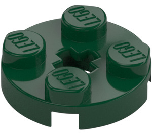 LEGO Dark Green Plate 2 x 2 Round with Axle Hole (with '+' Axle Hole) (4032)