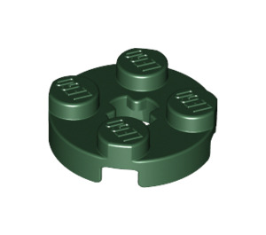LEGO Dark Green Plate 2 x 2 Round with Axle Hole (with '+' Axle Hole) (4032)