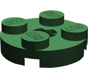 LEGO Dark Green Plate 2 x 2 Round with Axle Hole (with 'X' Axle Hole) (4032)