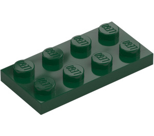 LEGO Donkergroen Plaat 2 x 4 (3020)