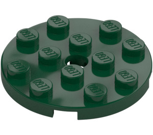 LEGO Dark Green Plate 4 x 4 Round with Hole and Snapstud (60474)