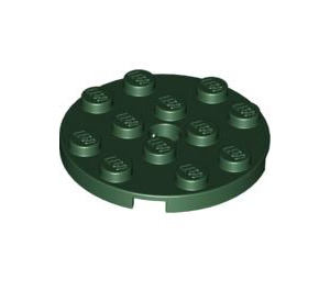 LEGO Dark Green Plate 4 x 4 Round with Hole and Snapstud (60474)