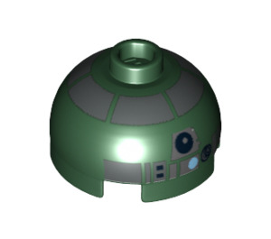 LEGO Dark Green Round Brick 2 x 2 Dome Top (Undetermined Stud - To be deleted) with Pearl Dark Gray (R4-P44) (88785)