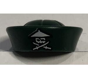 LEGO Dark Green Sailor Hat with Skull and Crossbones Pattern (93557)