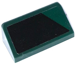 LEGO Dark Green Slope 1 x 2 (31°) with Black Decor left Sticker (85984)