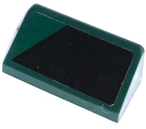 LEGO Vert foncé Pente 1 x 2 (31°) avec Noir Decor Droite Autocollant (85984)