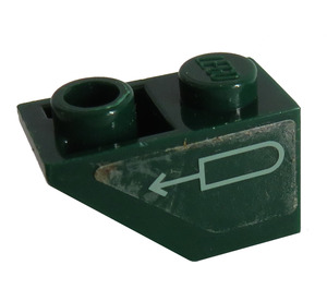 LEGO Dark Green Slope 1 x 2 (45°) Inverted with Arrow and Tube (Left) Sticker (3665)