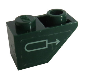 LEGO Dark Green Slope 1 x 2 (45°) Inverted with Arrow and Tube (Right) Sticker (3665)