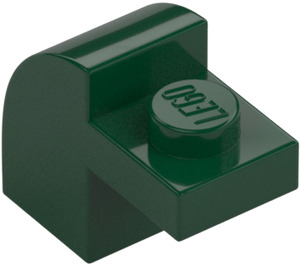 LEGO Verde oscuro Con pendiente 1 x 2 x 1.3 Curvo con Placa (6091 / 32807)