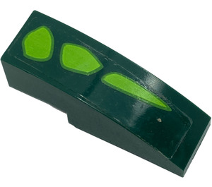 LEGO Dark Green Slope 1 x 3 Curved with 3 Lime Scales Left Sticker (50950)