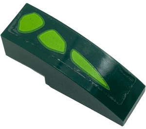 LEGO Dark Green Slope 1 x 3 Curved with 3 Lime Scales RIght Sticker (50950)