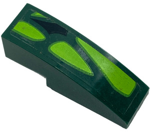 LEGO Dark Green Slope 1 x 3 Curved with Black Scale and 4 Lime Scales Left Sticker (50950)