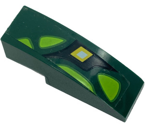 LEGO Dark Green Slope 1 x 3 Curved with Lime Scales and Yellow Diamond Left Sticker (50950)