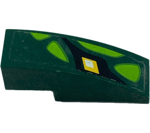 LEGO Dark Green Slope 1 x 3 Curved with Lime Scales and Yellow Diamond Right Sticker (50950)