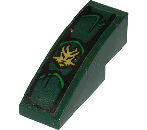 LEGO Verde oscuro Con pendiente 1 x 3 Curvo con Ninjago Patrón Pegatina (50950)