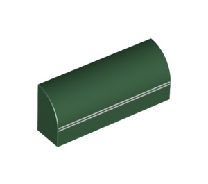 LEGO Dark Green Slope 1 x 4 Curved with Two White Lines (6191 / 15923)
