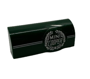 LEGO Dark Green Slope 1 x 4 Curved with Two White Lines with 'MINI COOPER' Logo (Model Left) Sticker (15923)