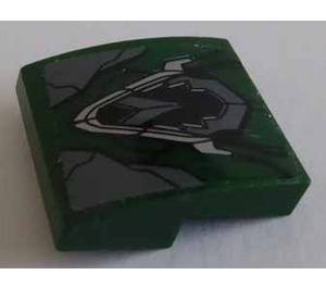 LEGO Dark Green Slope 2 x 2 Curved with Black Bat and Silver Decoration Sticker (15068)