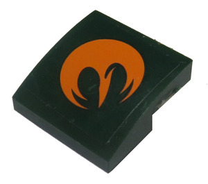 LEGO Dark Green Slope 2 x 2 Curved with Orange Rebels Insignia Pattern Model Right Side Sticker (15068)