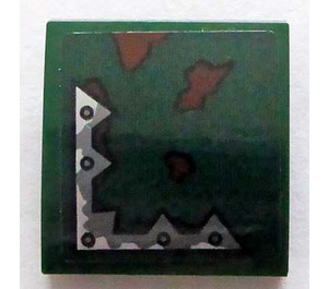 LEGO Dark Green Slope 2 x 2 Curved with Silver and Reddish Brown Decoration - Right Side Sticker (15068)