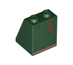 LEGO Dark Green Slope 2 x 2 x 2 (65°) with Brown Hemline and Belt with Bottom Tube (3678 / 12633)