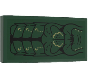LEGO Dark Green Slope 2 x 4 Curved with Scales and Skin Sticker (93606)