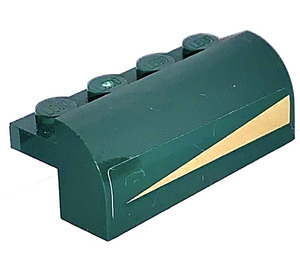 LEGO Dark Green Slope 2 x 4 x 1.3 Curved with golden triangle left side Sticker (6081)