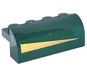 LEGO Verde scuro Pendenza 2 x 4 x 1.3 Curvo con golden Triangolo Destra Lato Adesivo (6081)