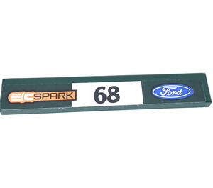 LEGO Donkergroen Tegel 1 x 6 met Spark en 68 en Ford plum Sticker (6636)