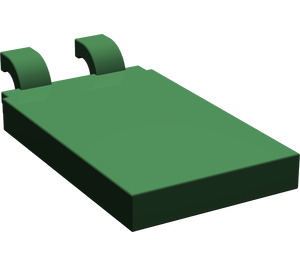 LEGO Dark Green Tile 2 x 3 with Horizontal Clips (Angled Clips) (30350)